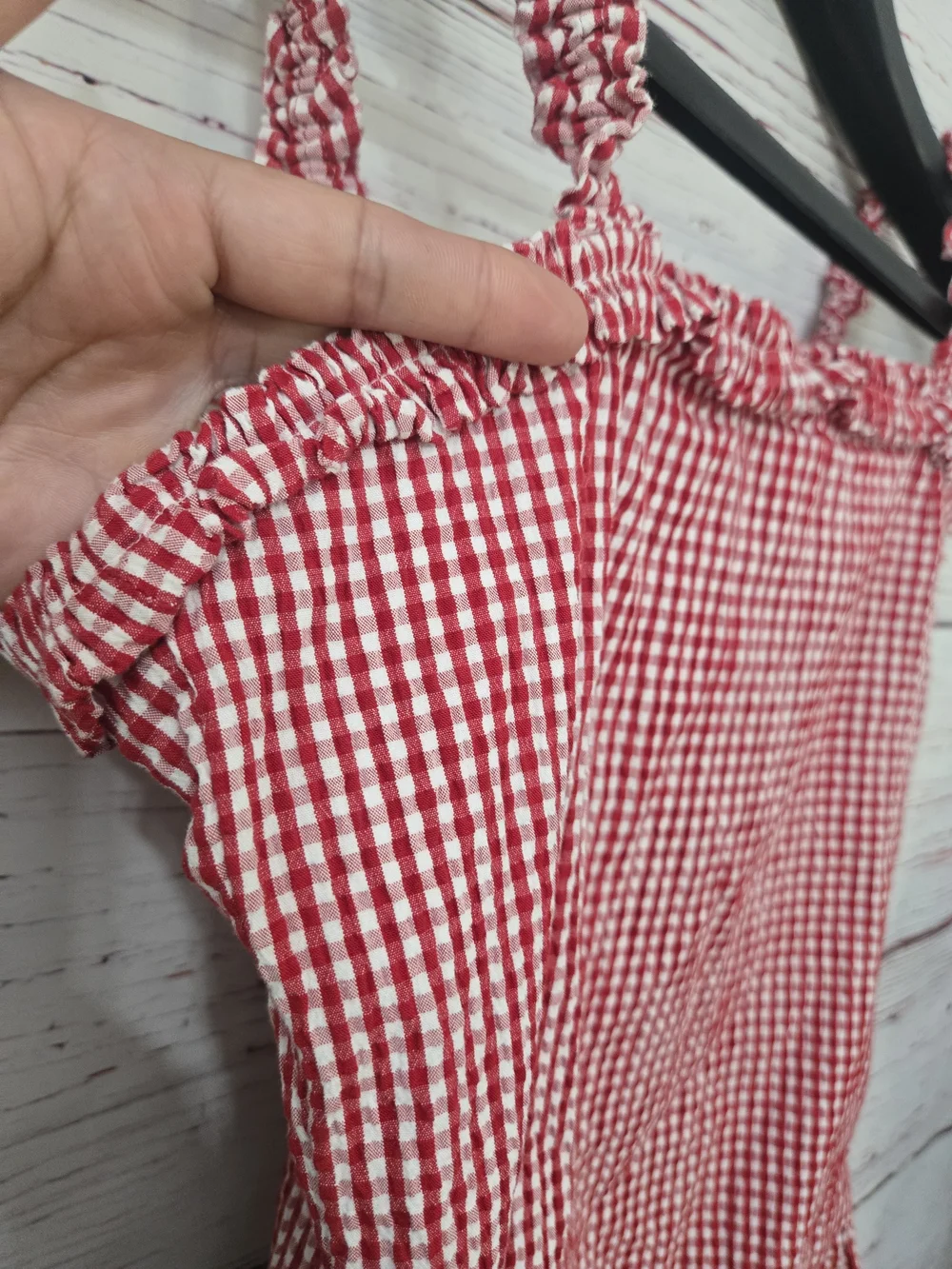 NWT Gap Kids Girls Red Gingham Ruffle Dress Size XL 12